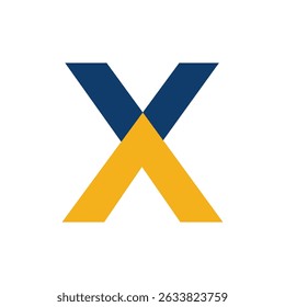 stylized letter "X" formed by two overlapping geometric shapes in dark blue and golden yellow. The design is clean and suggests connection, intersection, or a brand with an "X" initial