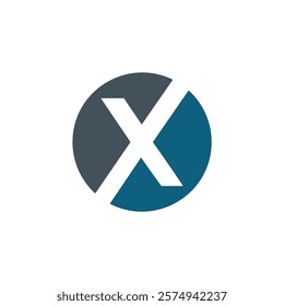 A stylized letter "X" incorporated into a circular logo design.