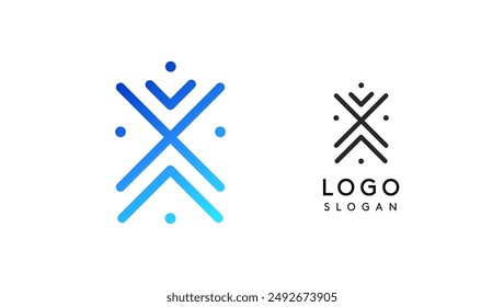 Stylized letter X, tech-inspired typography logo, unique extraterrestrial civilization symbol ancient inscriptions for creative branding, tech logo. Nordic runes monogram, abstract linear logotype