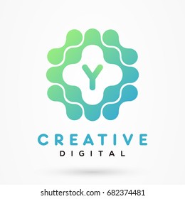 Stylized letter Y Creative Digital logo design template