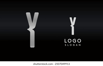 Stylized letter Y with sharp, abstract cuts like bullet passing trail through letter for modern sleek logo design, creative agencies branding, tech startup, corporate identity. Vector illustration.
