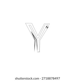 Stylized Letter Y Vector Illustration with Abstract Geometric Lines and Brutalist Graphic Design Elements