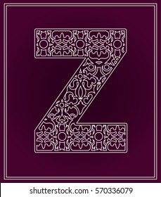 Stylized letter Z. Paper cutting, wood cutting. Logo, icon, board