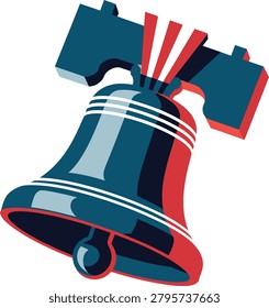 Stylized liberty bell with red white and blue colors american symbol