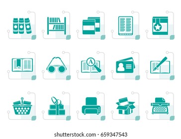 Stylized Library and books Icons - vector icon set