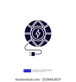 A stylized lifebuoy with a lightning bolt and a plug, symbolizing safety and energy, possibly related to electrical safety or emergency power.