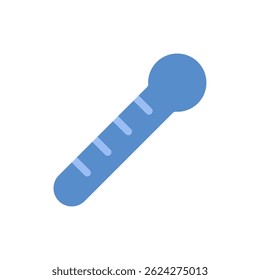 Stylized light blue medical thermometer icon on a stark white background