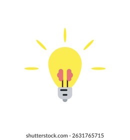 stylized light bulb above a brain symbolizing knowledge, innovation, and creative intelligence.