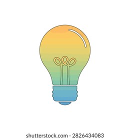 A stylized light bulb with a gradient of yellow, green, and blue, symbolizing creativity and new concepts.