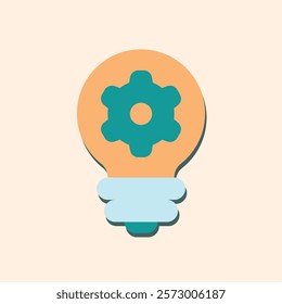 Stylized Lightbulb Icon with Gear Symbol for Creative Innovation and Ideas