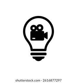 Stylized Lightbulb with Video Camera Icon for Creative Media Ideas