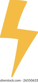 A stylized lightning bolt with sharp angles in a bold graphic style. The jagged form creates a dynamic and energetic appearance. Cartoon vector illustration.