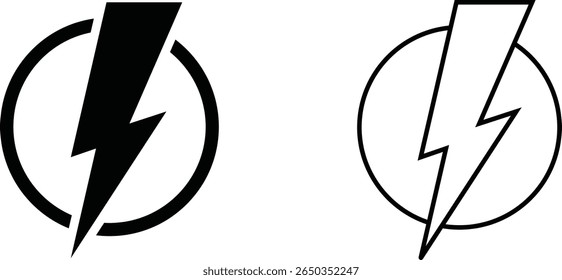 Símbolos estilizados del relámpago en diseño blanco y negro contrastante que representa la energía y el poder