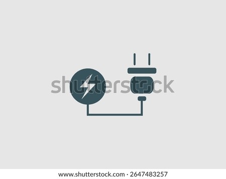 a stylized lightning bolt within a circle connected by a cable to an electrical plug