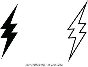 Stylized lightning bolts in black and white design showcasing different forms of energy symbols in a minimalist style