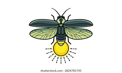 Stylized lightning bug graphic perfect for energy, magic, or nocturnal concepts.