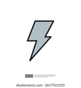 Stylized Lightning Icon Representing Energy and Power in Modern Graphic Design with Bold Outline and Abstract Elements