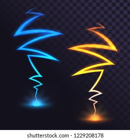 Stylized lightning on a transparent background, electricity, power