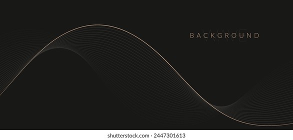 Stilisiertes Line Art Hintergrunddesign mit schwarzen und goldenen Wellenlinien. Design-Elemente von naturwissenschaftlichen und technologischen Elementen mit Liniendesign. Vektorillustration von schwarzen und goldenen Wellenlinien.

