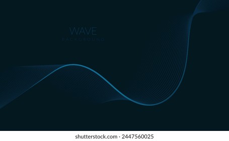 Stylized line art background design with dark blue wavy lines. Design elements of science and technology elements with line design. 
