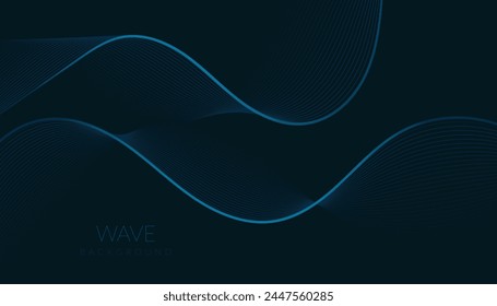 Diseño de fondo estilizado de arte de línea con líneas onduladas azul oscuro. Elementos de diseño de Elementos en ciencia y tecnología con diseño de línea. 
