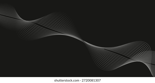Diseño de fondo de arte de línea estilizado con líneas onduladas negras y doradas. Elementos de diseño de Elementos de ciencia y tecnología con diseño de línea. Ilustración vectorial de líneas ondulatorias negras y doradas.
