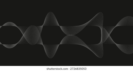 Diseño de fondo de arte de línea estilizado con líneas onduladas negras y doradas. Elementos de diseño de Elementos de ciencia y tecnología con diseño de línea. Ilustración vectorial de líneas ondulatorias negras y doradas.
