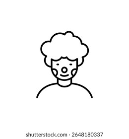 Stylized Line Art Depiction Of A Person With Curly Hair And Cheeks