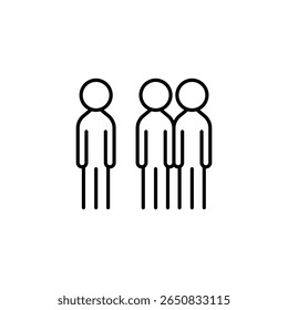 Stylized Line Art Depiction Of Three Abstract Figures Standing Together