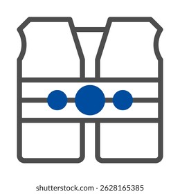 Stylized Line Art Depiction of a Vest with Bold Blue Circular Accents