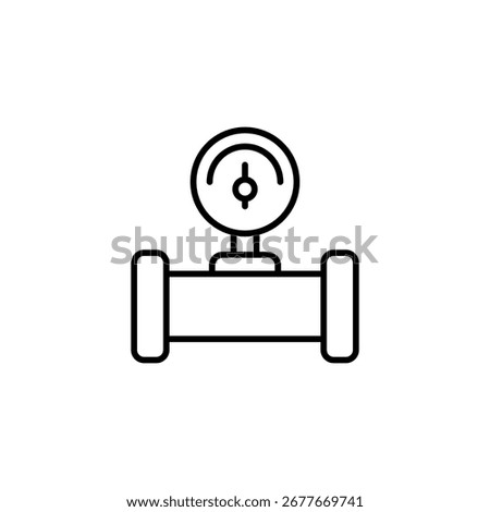 Stylized Line Art Of A Pressure Meter Displayed On A Pipe Installation System