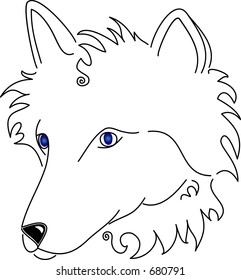 Stylized Line art White Wolf