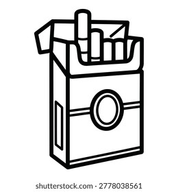A stylized line drawing of a cigarette pack with one cigarette sticking out, symbolizing smoking habits and addiction.