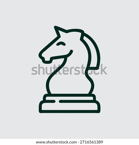 A stylized line drawing depicts a chess knight piece in a minimalist style The graphic art illustration showcases the iconic shape of the knight with clean and simple lines making
