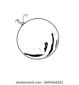 Stylized Line Drawing Of A Single Watermelon
