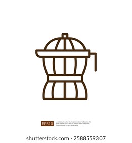 Stylized Line Icon of a Coffee Maker in a Minimalist Design Representing Coffee Brewing Equipment Perfect for Modern Kitchen Decor