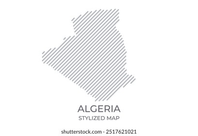 Mapa lineal estilizado de Argelia en estilo minimalista. Ilustración vectorial del mapa del país.