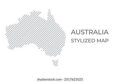 Stylized linear map of Australia in minimalistic style. Vector illustration of the map of the country.