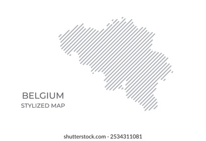 Mapa lineal estilizado de Bélgica en estilo minimalista