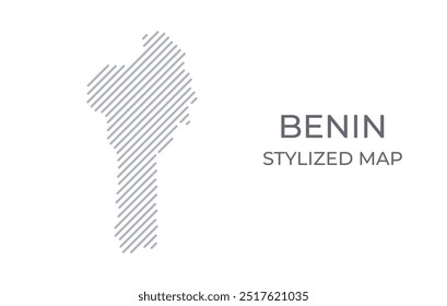 Stylized linear map of Benin in minimalistic style. Vector illustration of the map of the country.