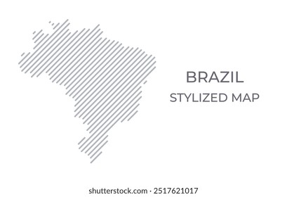 Mapa linear estilizado do Brasil em estilo minimalista. Ilustração vetorial do mapa do país.