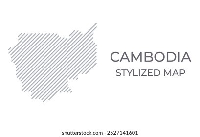 Mapa linear estilizado do Camboja em estilo minimalista. Ilustração vetorial do mapa do país.