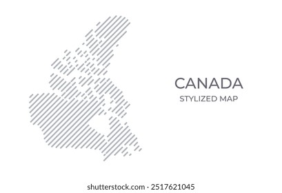 Stylized linear map of Canada in minimalistic style. Vector illustration of the map of the country.