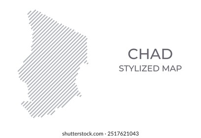 Stylized linear map of Chad in minimalistic style. Vector illustration of the map of the country.