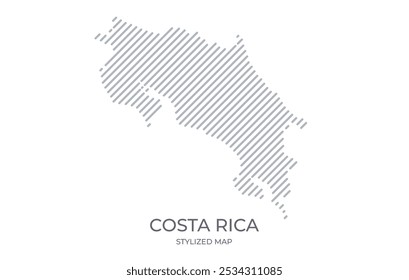 Mapa lineal estilizado de Costa Rica en estilo minimalista