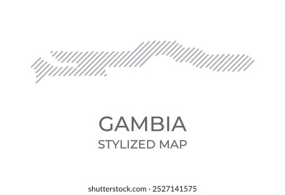 Mapa lineal estilizado de Gambia en estilo minimalista. Ilustración vectorial del mapa del país.