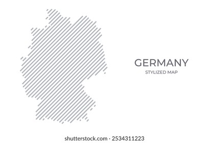 Mapa lineal estilizado de Alemania en estilo minimalista. 
