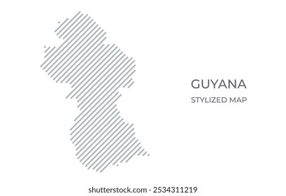 Stylized linear map of Guyana in minimalistic style. 