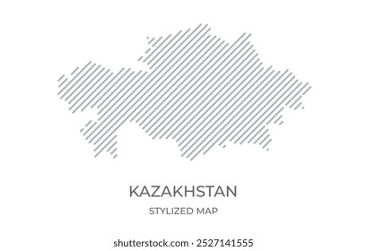 Stylized linear map of Kazakhstan in minimalistic style. Vector illustration of the map of the country.