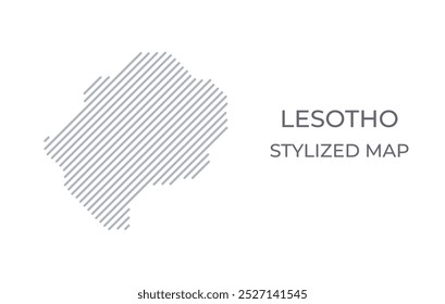 Mapa linear estilizado do Lesoto em estilo minimalista. Ilustração vetorial do mapa do país.